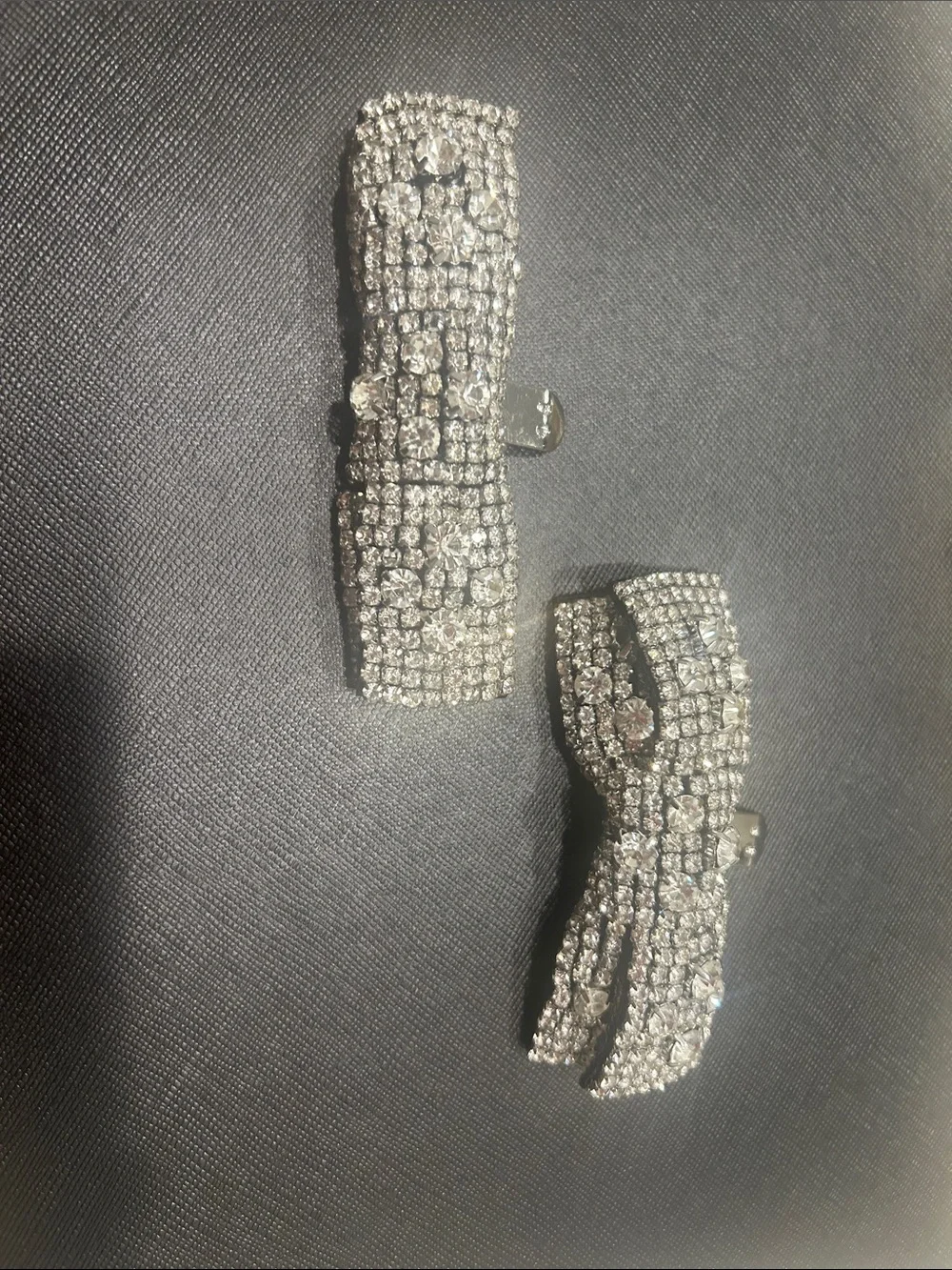 Swarovski Silver Crystal Bow Clip shoe bows- Sparkling Rhinestone